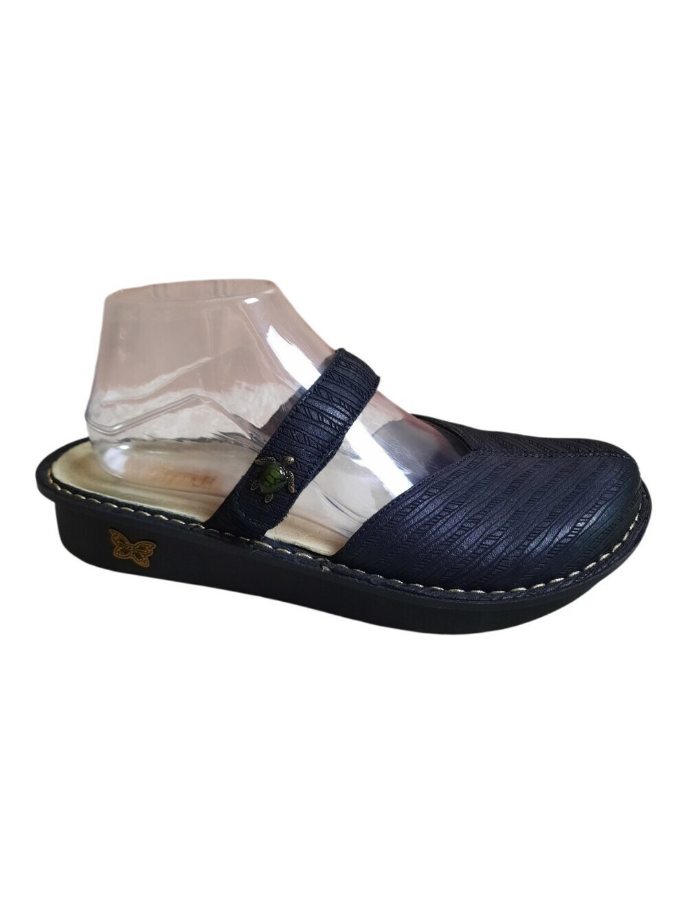 Alegria Kamila Black Textured Leather Comfort Arch Support Mule Clog Size 40/9